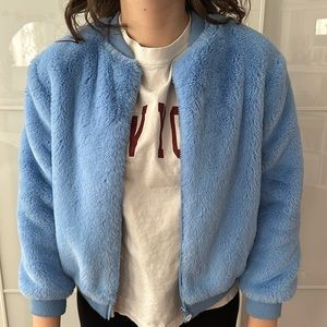 H&M girls faux fur bomber jacket